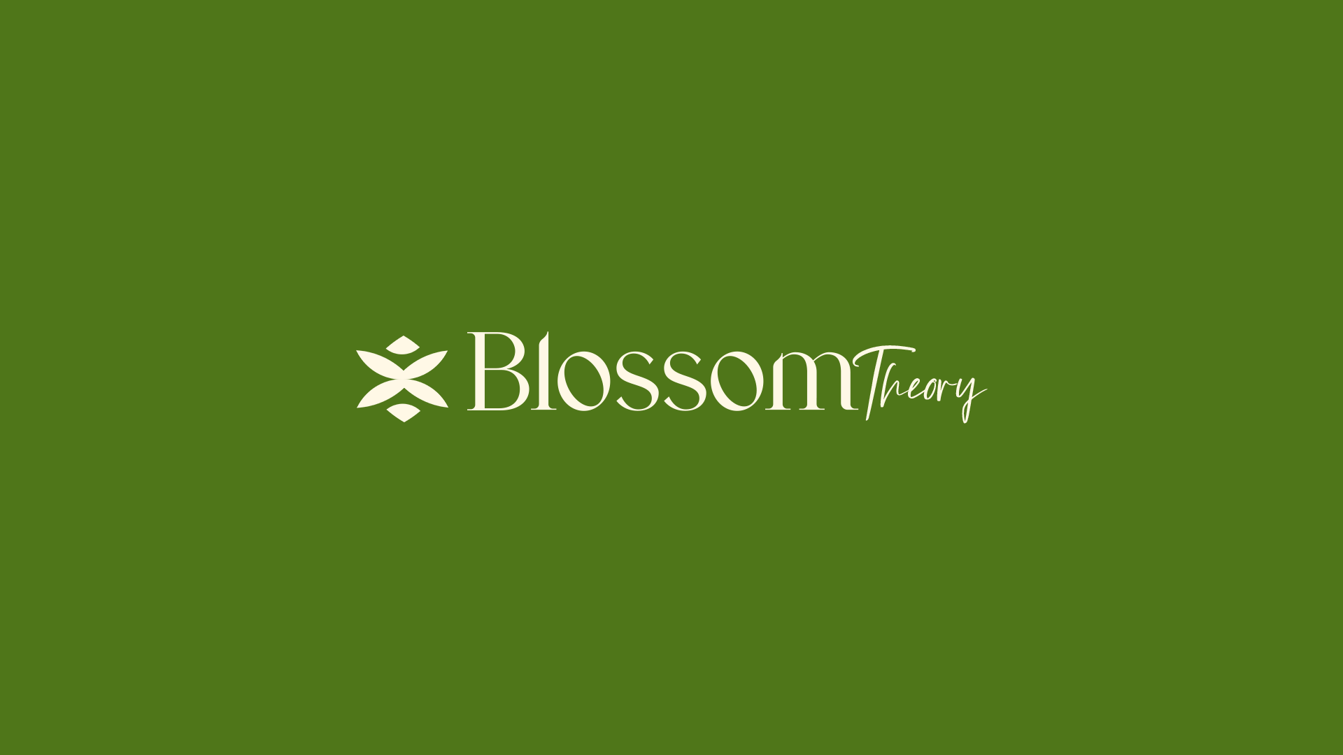 Blossom Theory logo on green background
