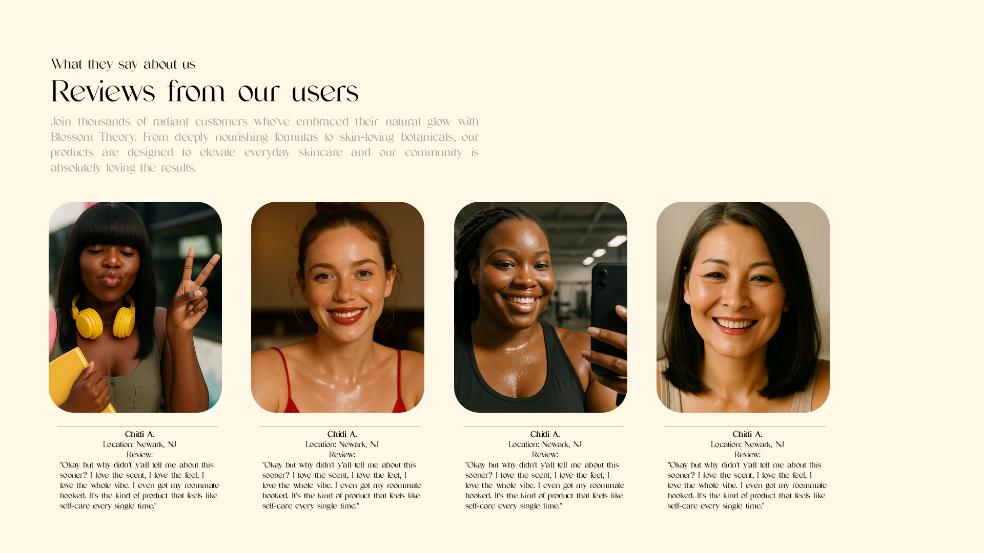 Blossom Theory reviews website section