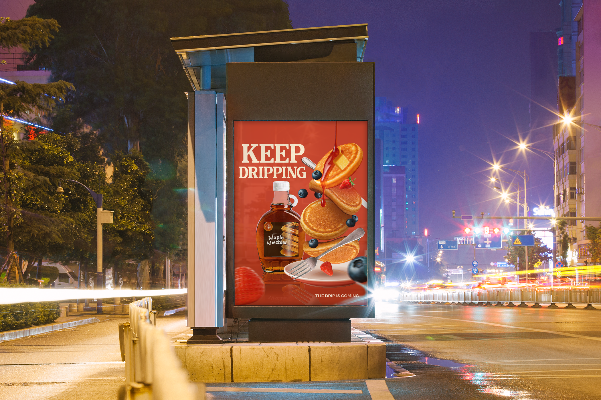 Maple Mischief billboard mockup