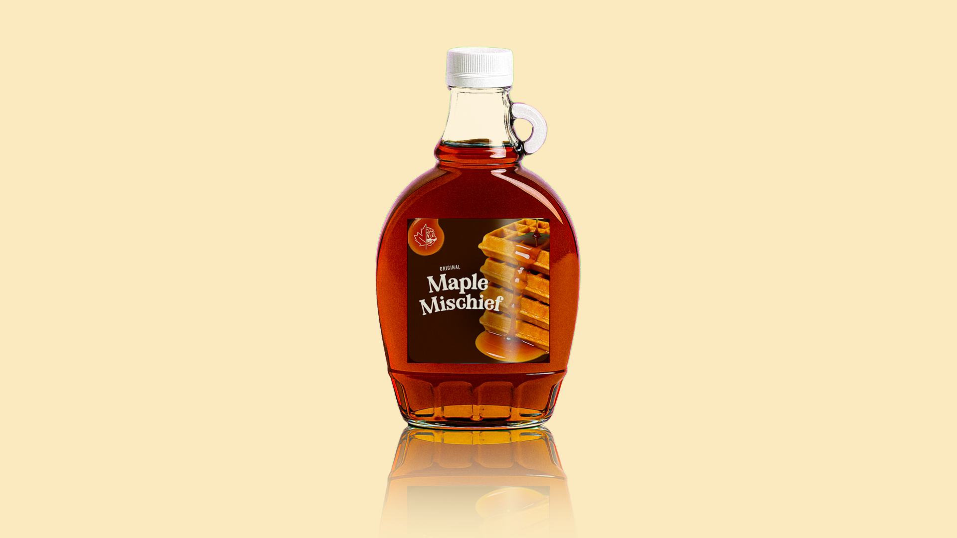 Maple Mischief syrup bottle mockup